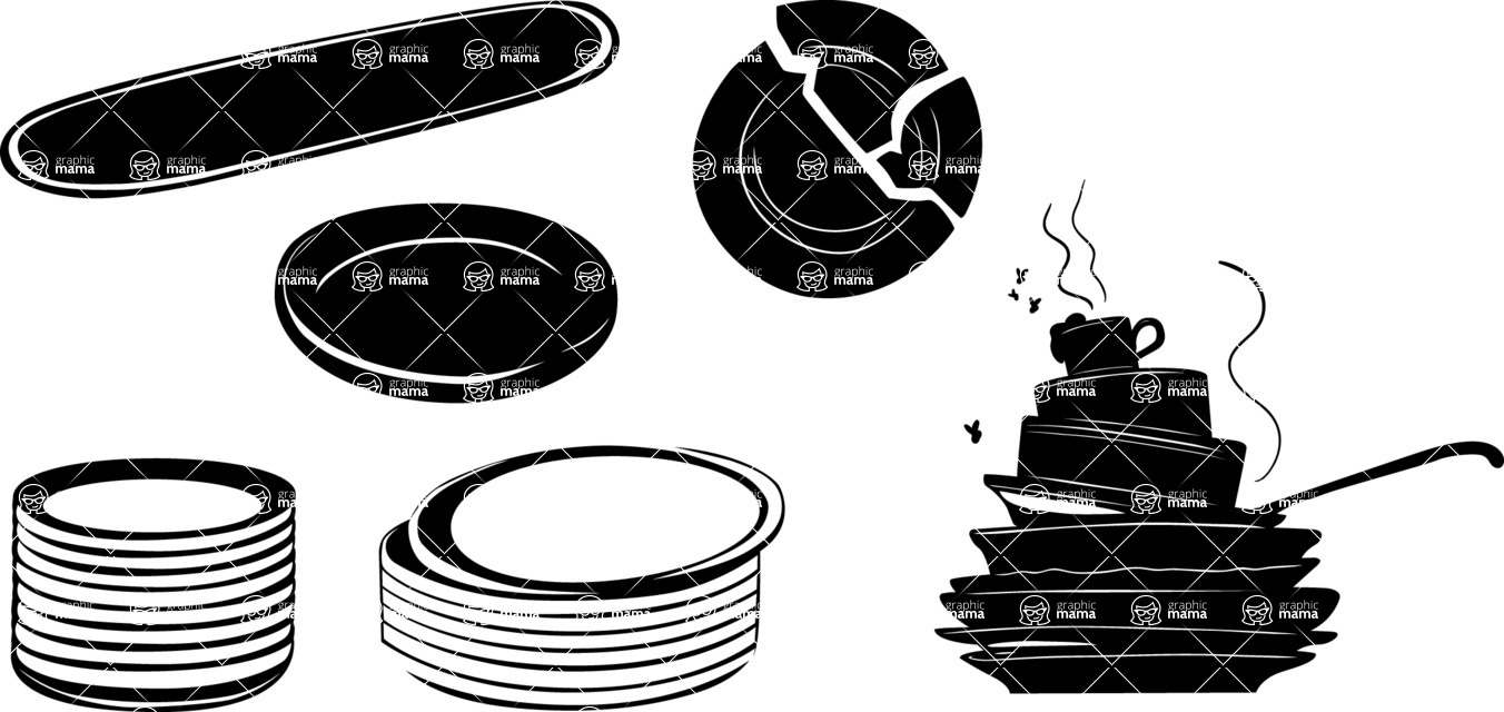 Vector silhouettes - Vector Dishes Silhouettes Set